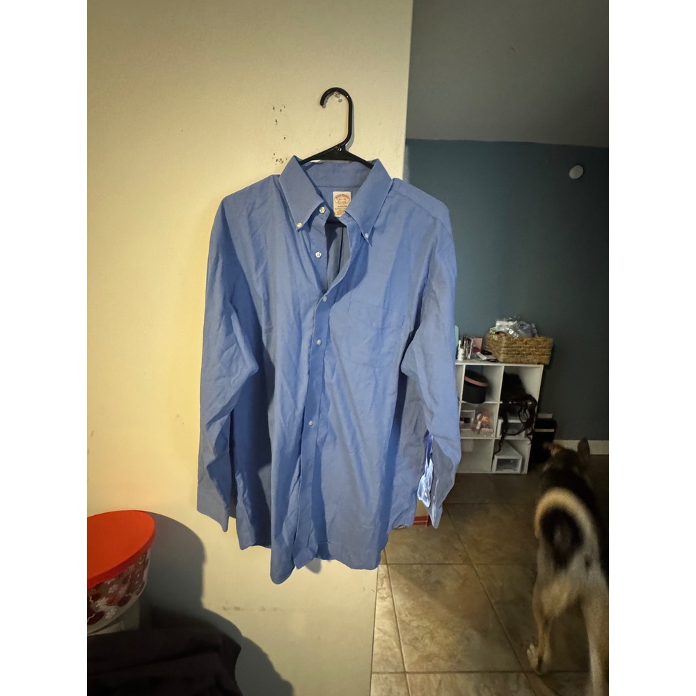 Brooks Brothers Madison Fit Blue Non-Iron Supima Cotton Shirt 16.5-34 Mens L